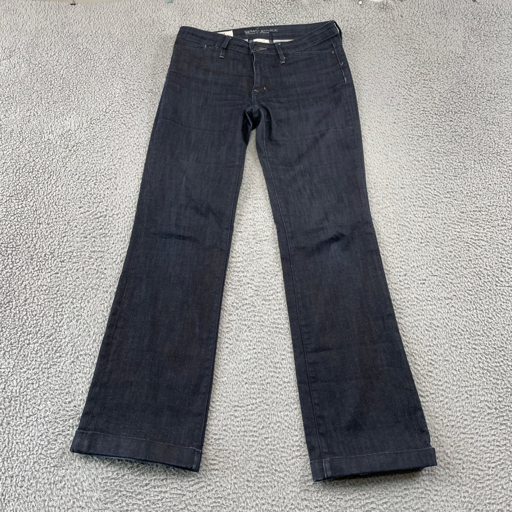 Banana Republic Jeans Womens 4 Dark Blue Classic Wide Leg Stretch Denim Pants